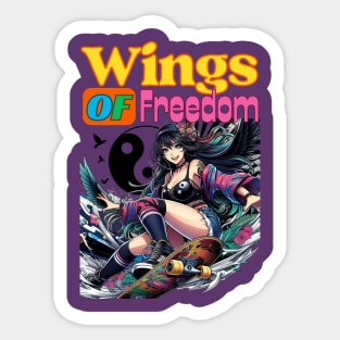 Kawaii, Anime Girl, Wings Of Freedom | Catsie Cat Sticker